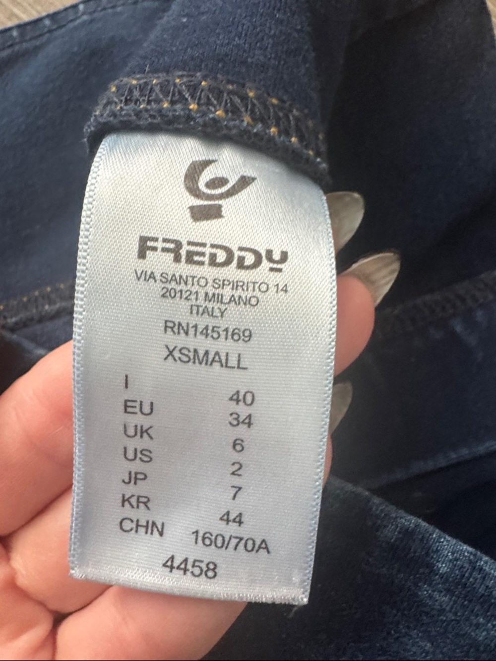 Freddy jeans WRUP Denim - High Waisted Dark Blue + Yellow Stitching - Picture 2 of 6
